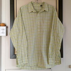Reyn Spooner Classic Cut Long Sleeve Button up Tattersall  Chartreuse Size Large